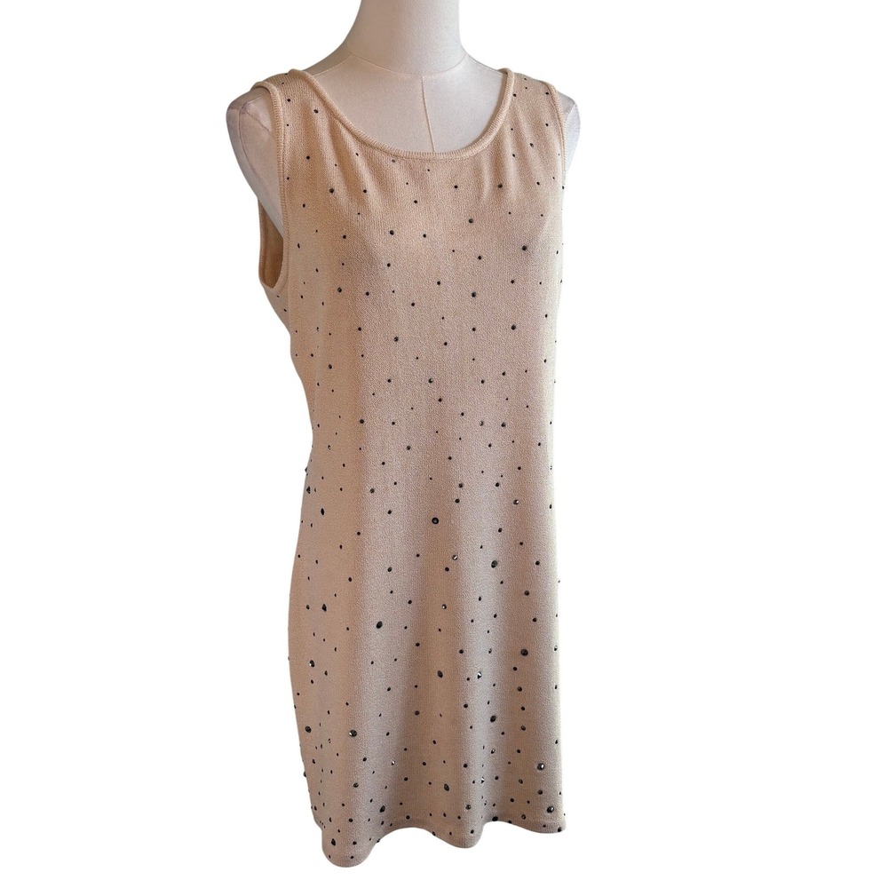 St. John Evening Dress Blush Apricot Women 6 Santana Knit Crystal Embellished